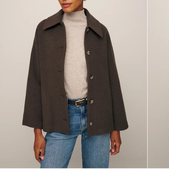 NWOT Reformation Rocky Oversized Shirt Jacket in Nutella - Picture 3 of 6